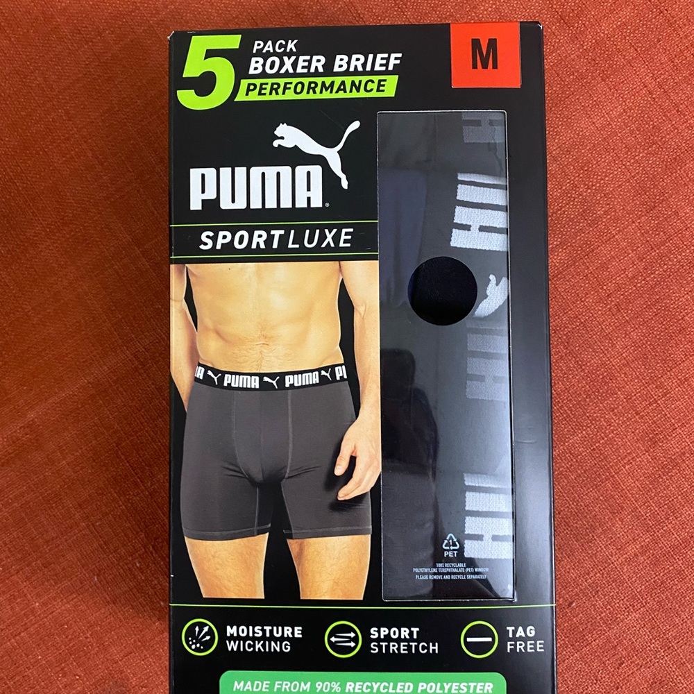 PUMA Sportluxe Black Boxer Briefs - 5 Pack